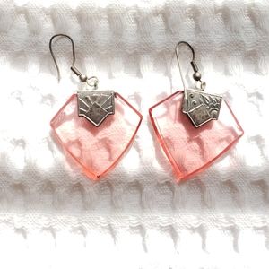 DURI vintage angled pink glass earrings